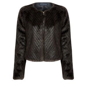 French Connection Salute Fur Short Jacket in Brown​